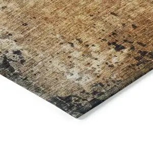 Photo of Copper And Black Abstract Washable Indoor Outdoor Area Rug