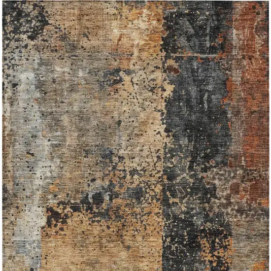 Copper And Black Abstract Washable Indoor Outdoor Area Rug Photo 7
