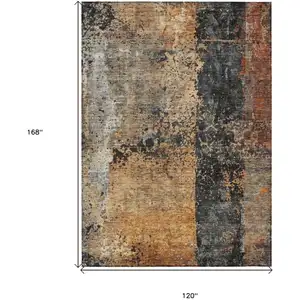 Photo of Copper And Black Abstract Washable Indoor Outdoor Area Rug