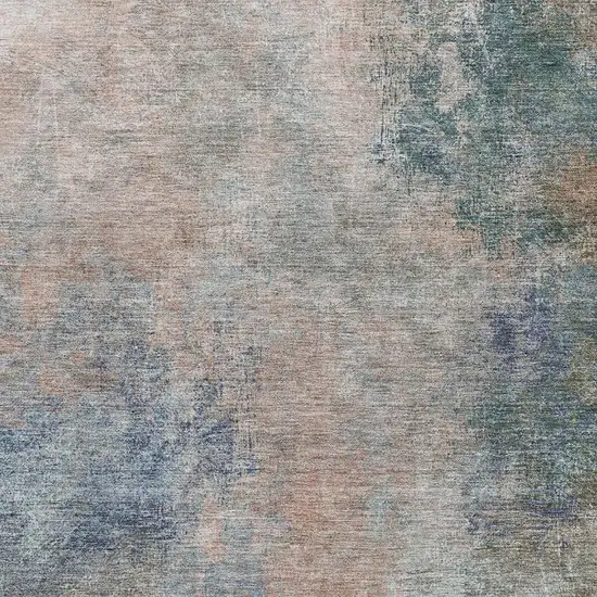 Copper And Blue Abstract Washable Area Rug With UV Protection Photo 3