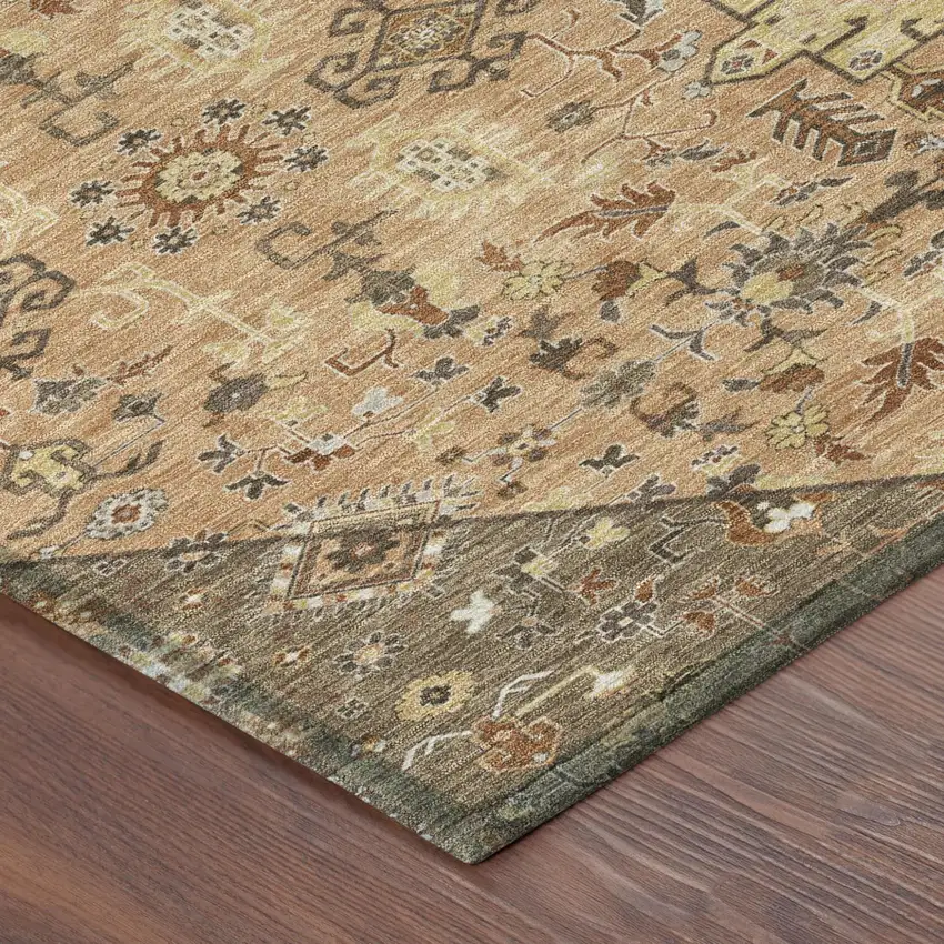 Copper And Blue Medallion Washable Indoor Outdoor Area Rug Photo 5