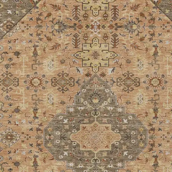 Copper And Blue Medallion Washable Indoor Outdoor Area Rug Photo 3