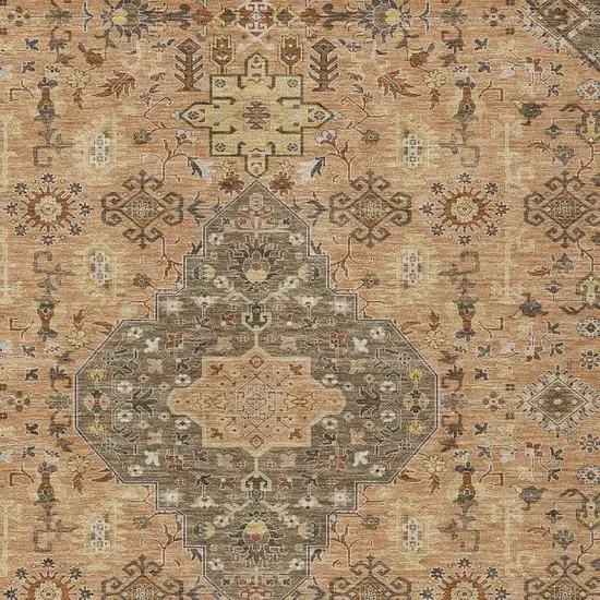 Copper And Blue Medallion Washable Indoor Outdoor Area Rug Photo 3