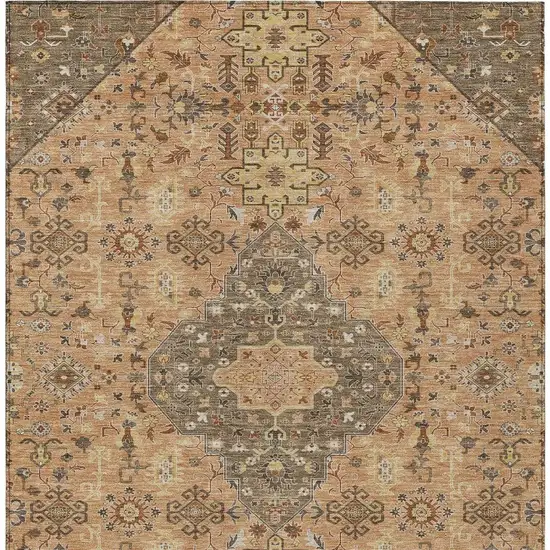 Copper And Blue Medallion Washable Indoor Outdoor Area Rug Photo 4