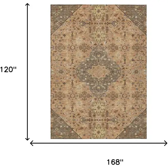 Copper And Blue Medallion Washable Indoor Outdoor Area Rug Photo 7