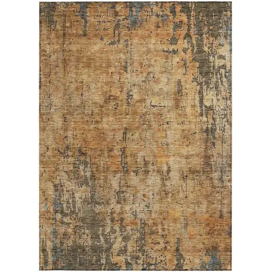 Copper And Brown Abstract Washable Indoor Outdoor Area Rug Photo 6