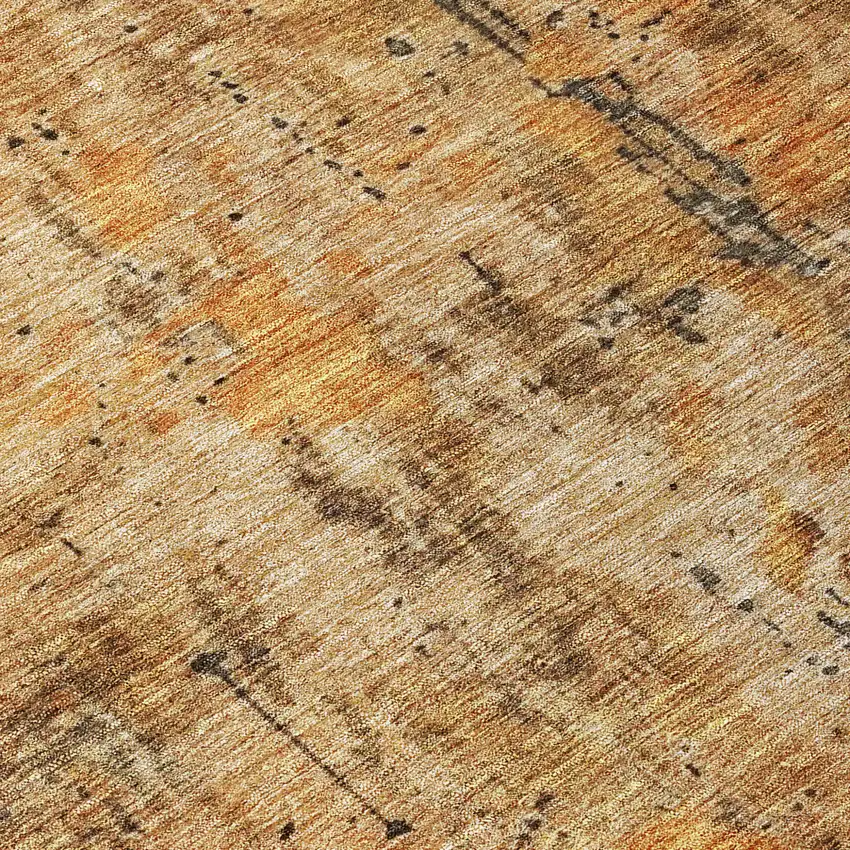 Copper And Brown Abstract Washable Indoor Outdoor Area Rug Photo 7