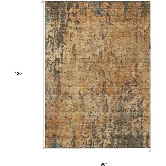 Copper And Brown Abstract Washable Indoor Outdoor Area Rug Photo 3