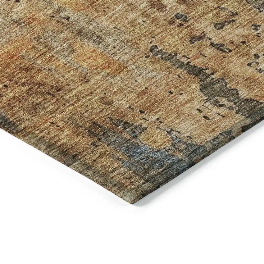 Copper And Brown Abstract Washable Indoor Outdoor Area Rug Photo 5