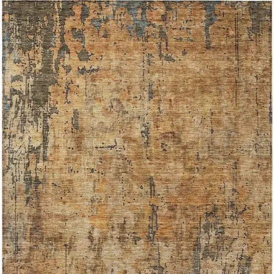 Copper And Brown Abstract Washable Indoor Outdoor Area Rug Photo 7