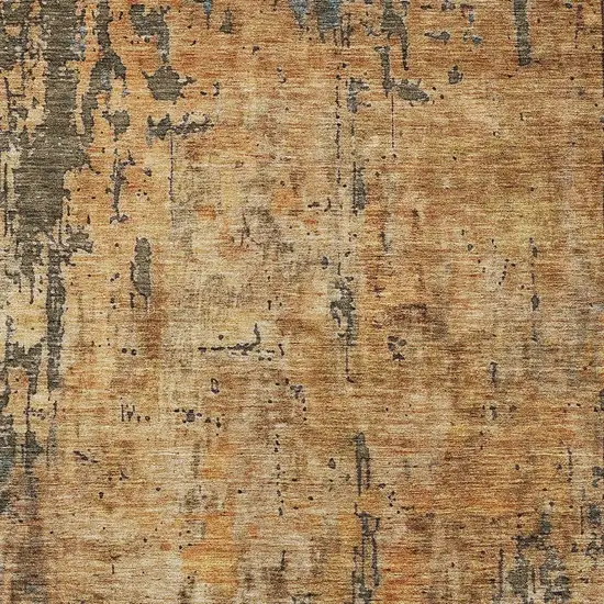 Copper And Brown Abstract Washable Indoor Outdoor Area Rug Photo 6