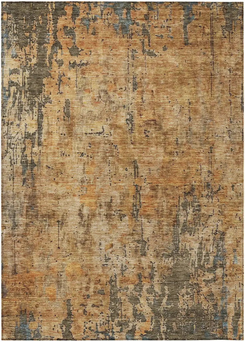 Copper And Brown Abstract Washable Indoor Outdoor Area Rug Photo 2