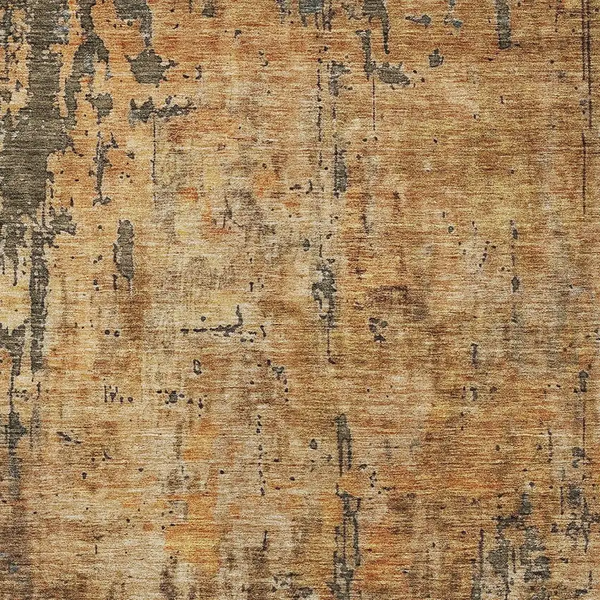 Copper And Brown Abstract Washable Indoor Outdoor Area Rug Photo 6
