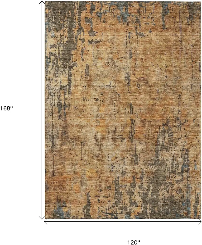 Copper And Brown Abstract Washable Indoor Outdoor Area Rug Photo 3