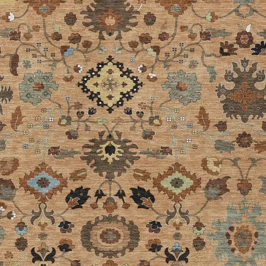 Copper And Brown Floral Medallion Washable Indoor Outdoor Area Rug Photo 2