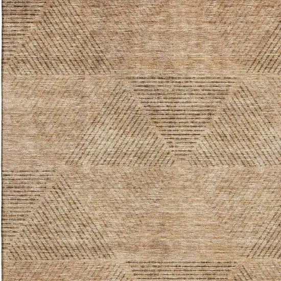 Copper And Brown Geometric Washable Area Rug With UV Protection Photo 4
