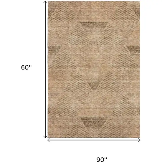 Copper And Brown Geometric Washable Area Rug With UV Protection Photo 3