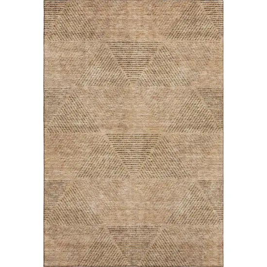 Copper And Brown Geometric Washable Area Rug With UV Protection Photo 3
