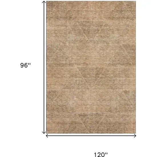 Copper And Brown Geometric Washable Area Rug With UV Protection Photo 3