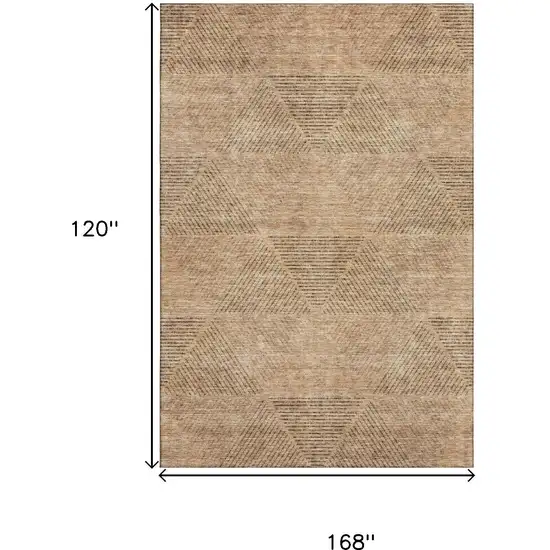 Copper And Brown Geometric Washable Area Rug With UV Protection Photo 3