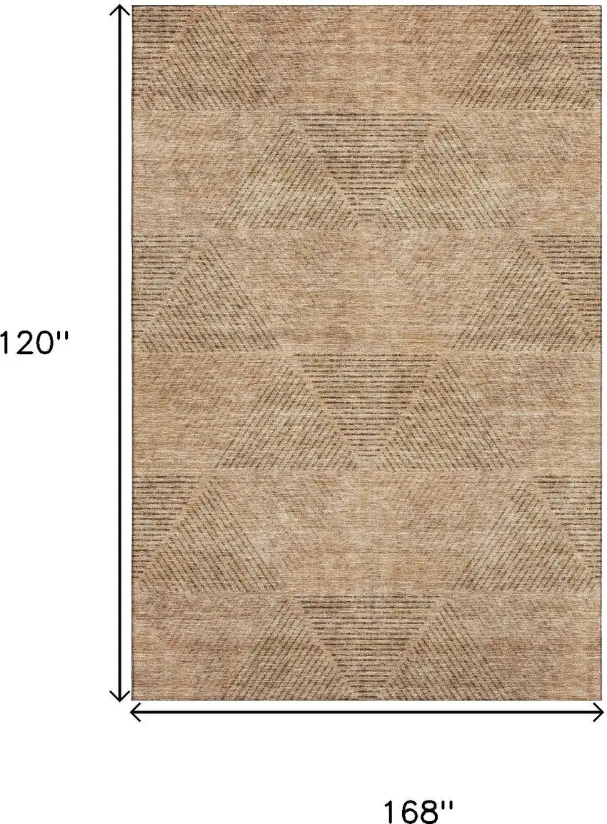 Copper And Brown Geometric Washable Area Rug With UV Protection Photo 3