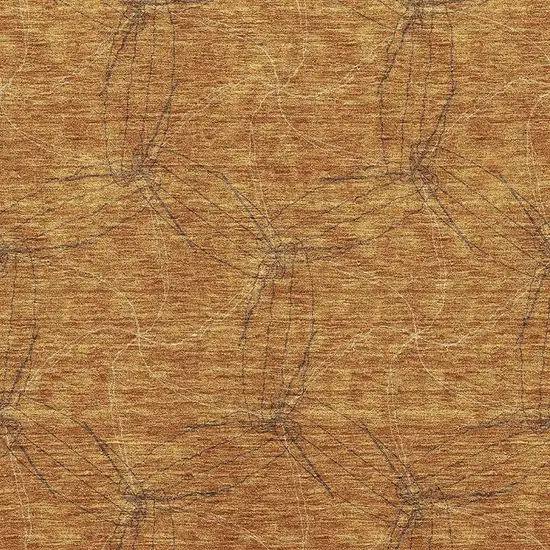 Copper And Brown Geometric Washable Area Rug With UV Protection Photo 3