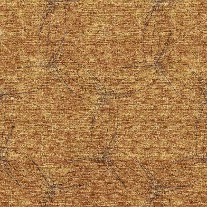 Copper And Brown Geometric Washable Area Rug With UV Protection Photo 3