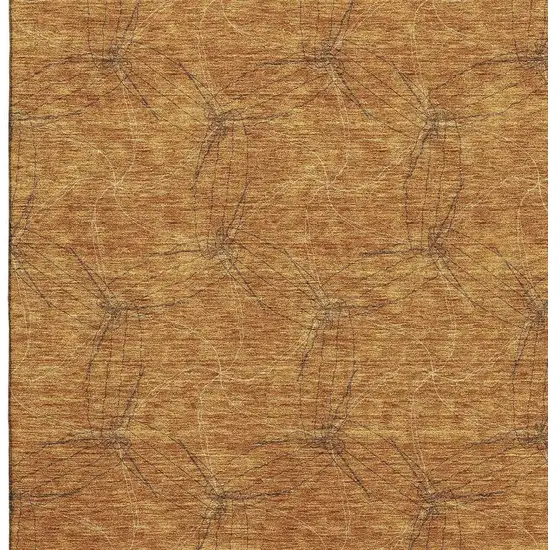 Copper And Brown Geometric Washable Area Rug With UV Protection Photo 4