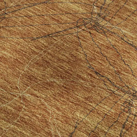 Copper And Brown Geometric Washable Area Rug With UV Protection Photo 2