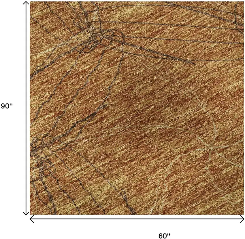 Copper And Brown Geometric Washable Area Rug With UV Protection Photo 9