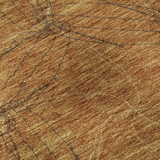 Copper And Brown Geometric Washable Area Rug With UV Protection Photo 1