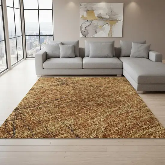 Copper And Brown Geometric Washable Area Rug With UV Protection Photo 2