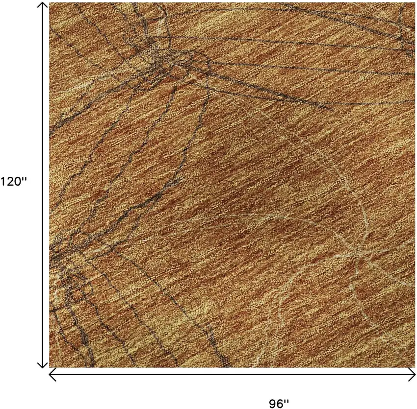 Copper And Brown Geometric Washable Area Rug With UV Protection Photo 9