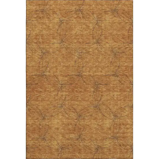 Copper And Brown Geometric Washable Area Rug With UV Protection Photo 5