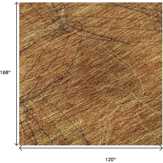 Copper And Brown Geometric Washable Area Rug With UV Protection Photo 9