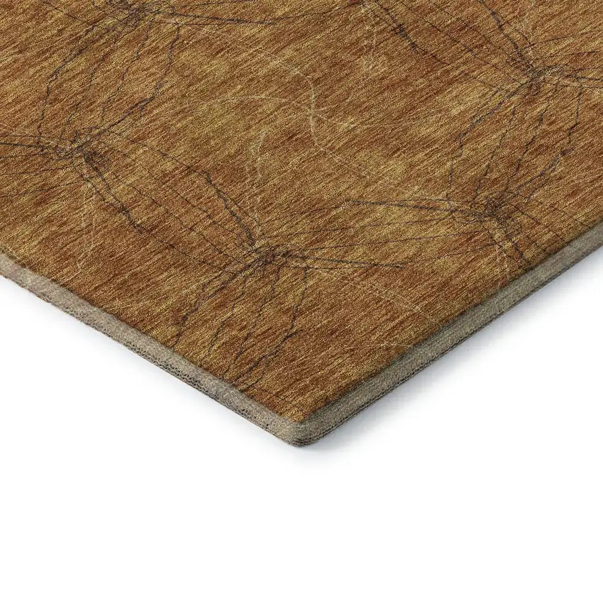 Copper And Brown Geometric Washable Area Rug With UV Protection Photo 7
