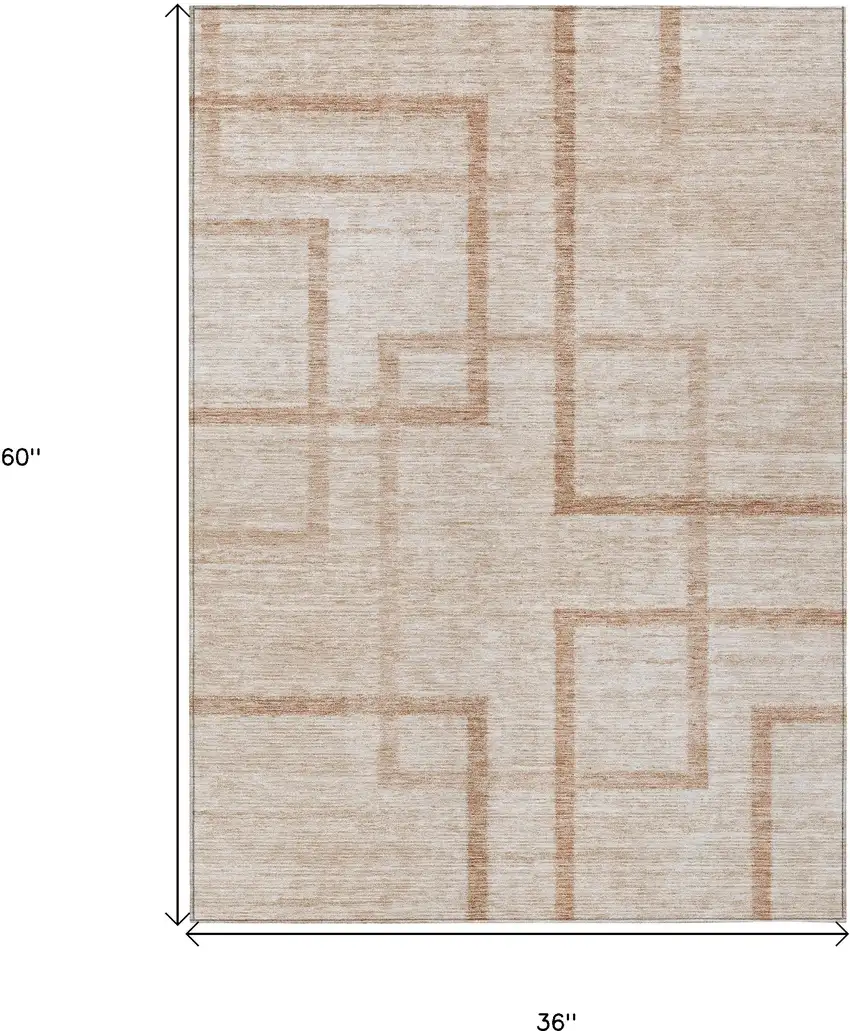Copper And Brown Geometric Washable Indoor Outdoor Area Rug Photo 3
