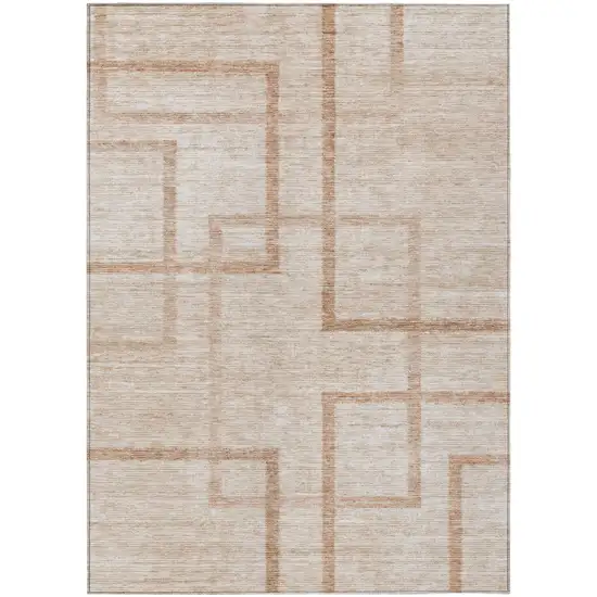 Copper And Brown Geometric Washable Indoor Outdoor Area Rug Photo 2