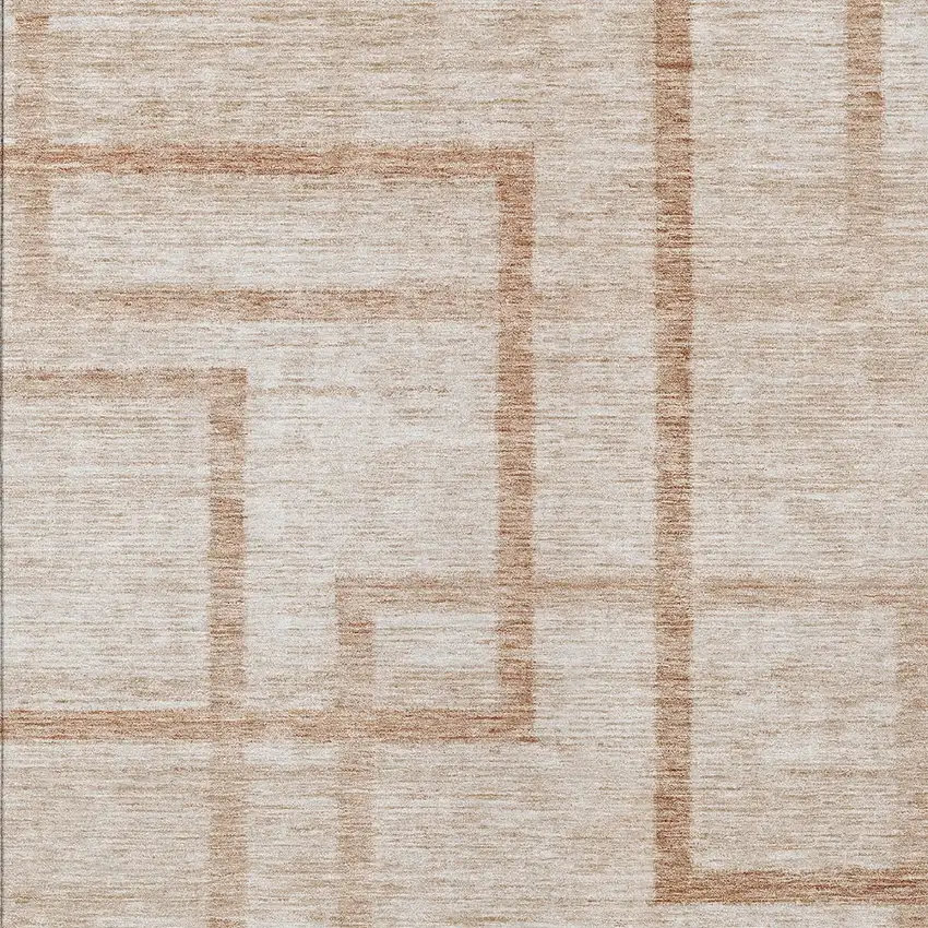 Copper And Brown Geometric Washable Indoor Outdoor Area Rug Photo 6
