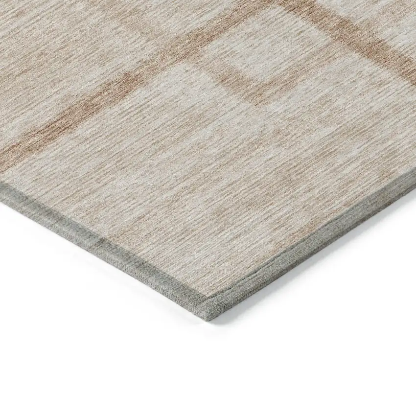 Copper And Brown Geometric Washable Indoor Outdoor Area Rug Photo 5