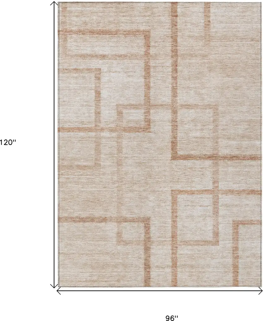 Copper And Brown Geometric Washable Indoor Outdoor Area Rug Photo 3