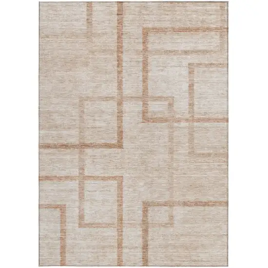 Copper And Brown Geometric Washable Indoor Outdoor Area Rug Photo 7
