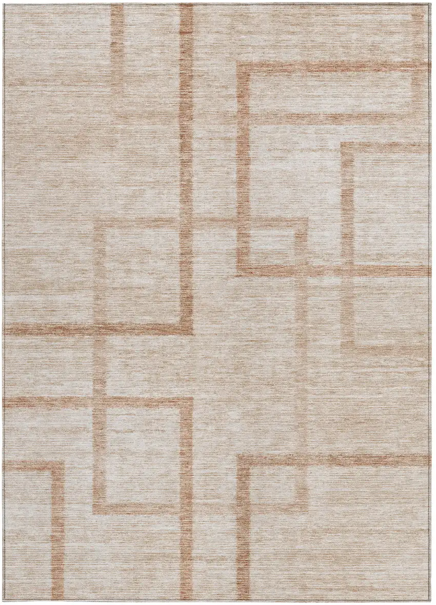 Copper And Brown Geometric Washable Indoor Outdoor Area Rug Photo 7