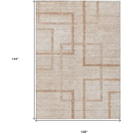 Copper And Brown Geometric Washable Indoor Outdoor Area Rug Photo 3
