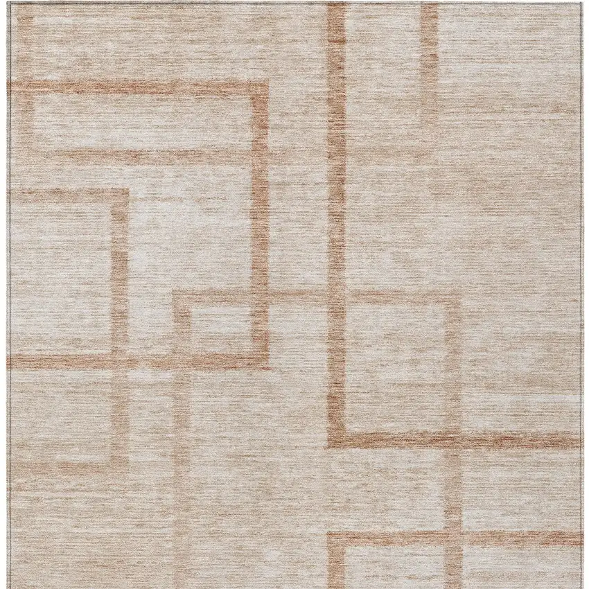 Copper And Brown Geometric Washable Indoor Outdoor Area Rug Photo 7