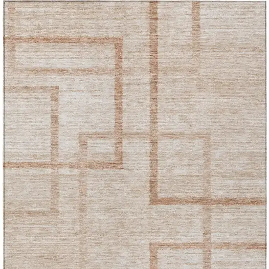Copper And Brown Geometric Washable Indoor Outdoor Area Rug Photo 7