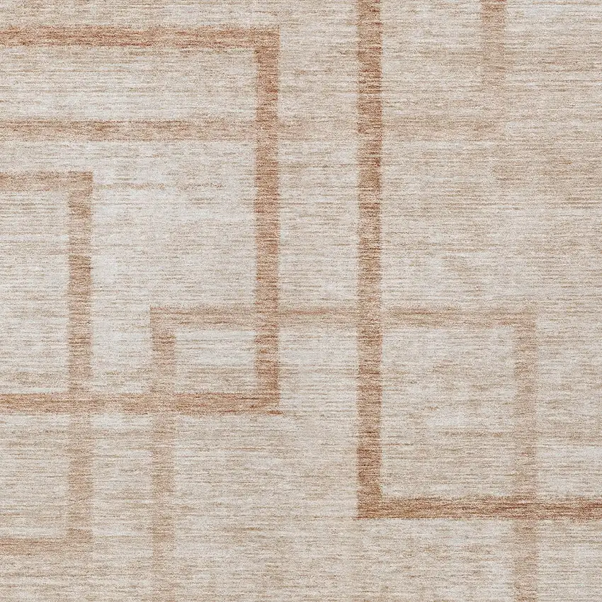 Copper And Brown Geometric Washable Indoor Outdoor Area Rug Photo 6