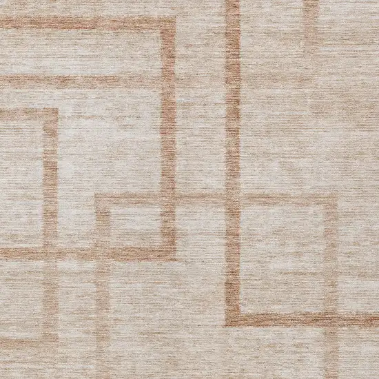 Copper And Brown Geometric Washable Indoor Outdoor Area Rug Photo 6