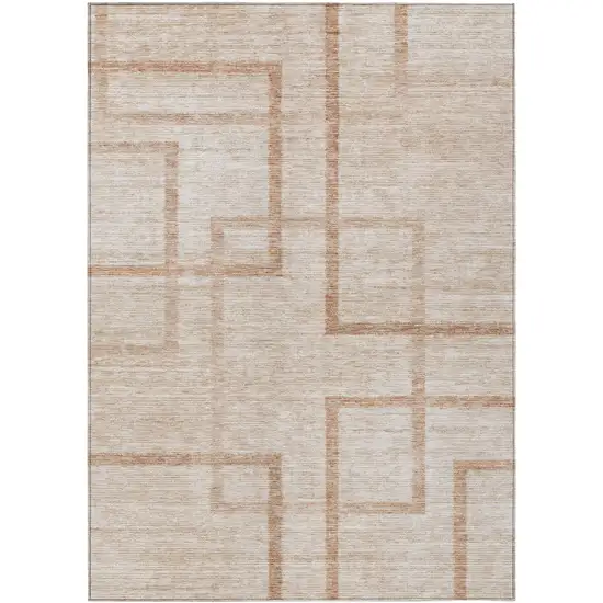 Copper And Brown Geometric Washable Indoor Outdoor Area Rug Photo 2