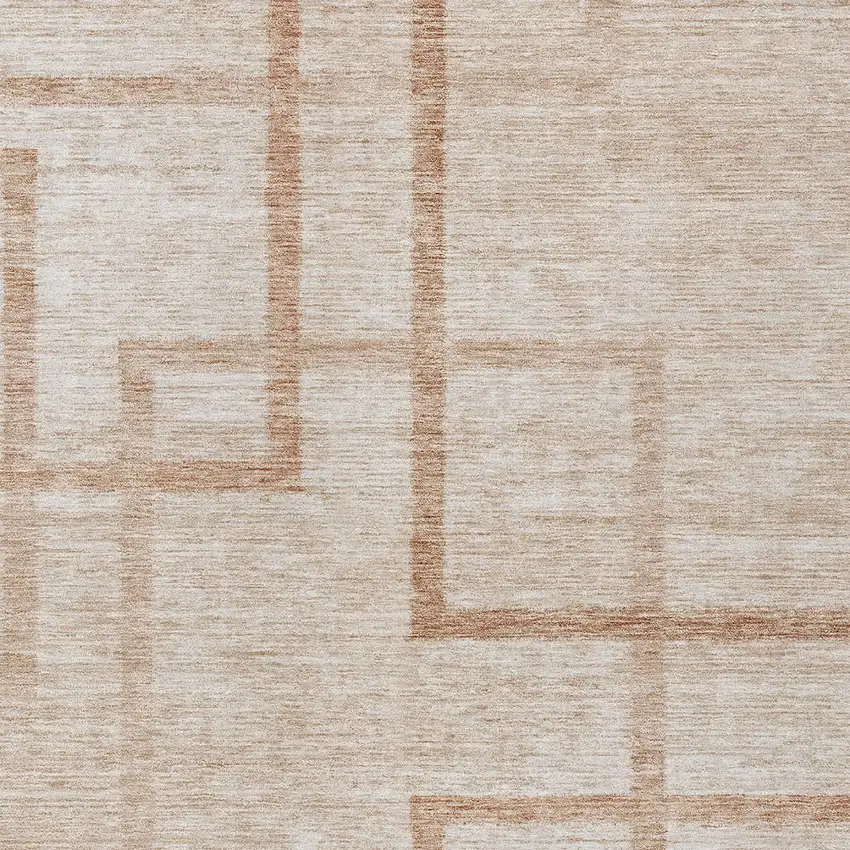 Copper And Brown Geometric Washable Indoor Outdoor Area Rug Photo 6